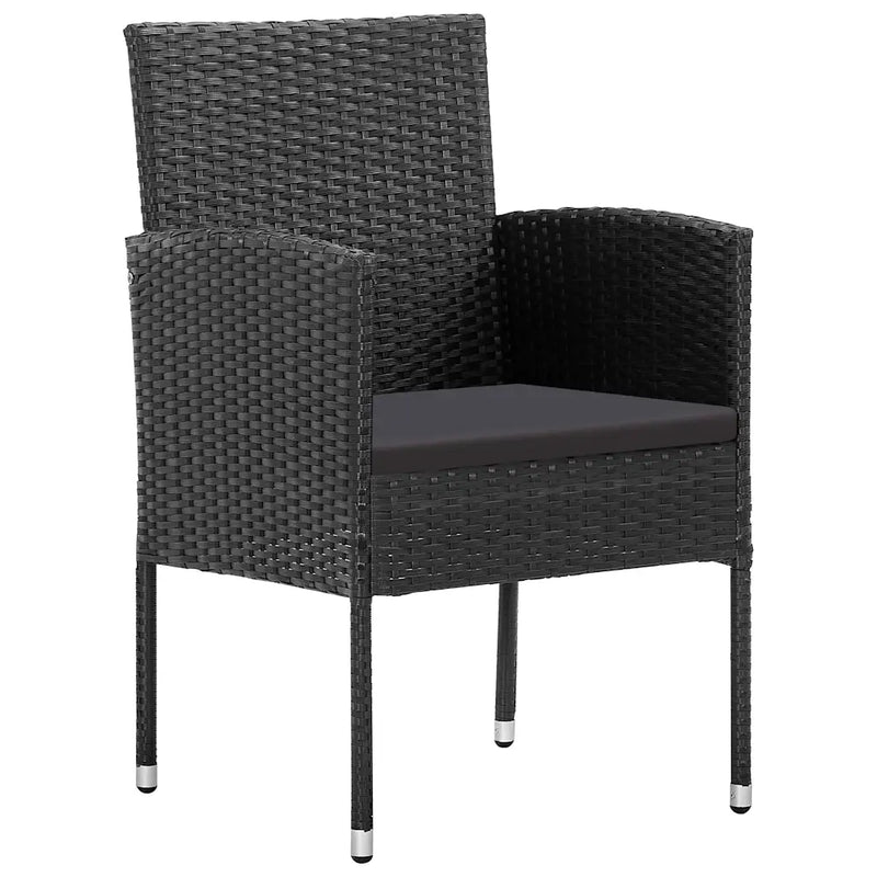Garden Dining Set with Cushion 7 pcs Black Poly Rattan
