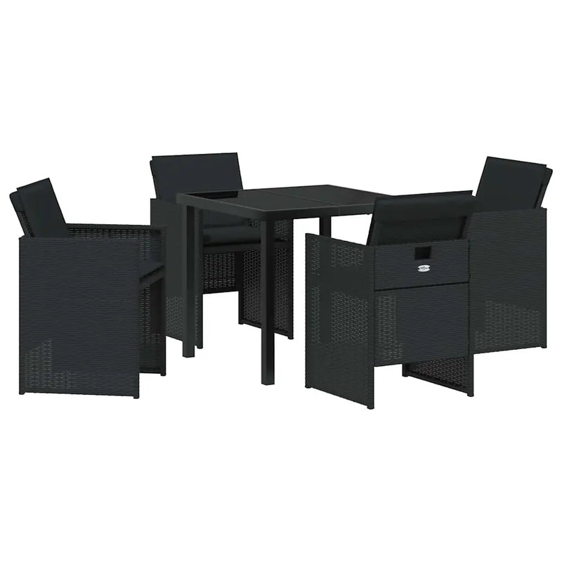 Garden Dining Set with Cushion 5 pcs Black Poly Rattan