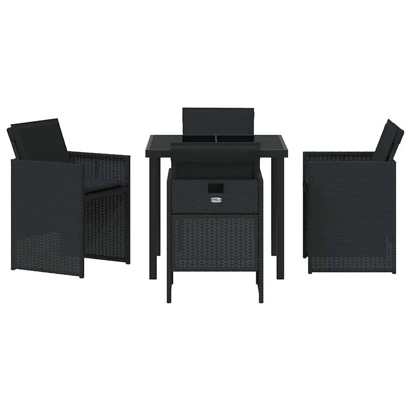 Garden Dining Set with Cushion 5 pcs Black Poly Rattan