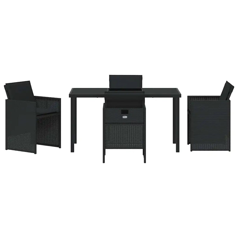 Garden Dining Set with Cushion 5 pcs Black Poly Rattan