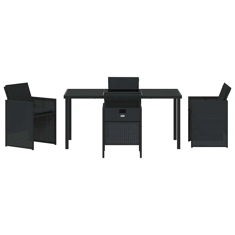 Garden Dining Set with Cushion 5 pcs Black Poly Rattan