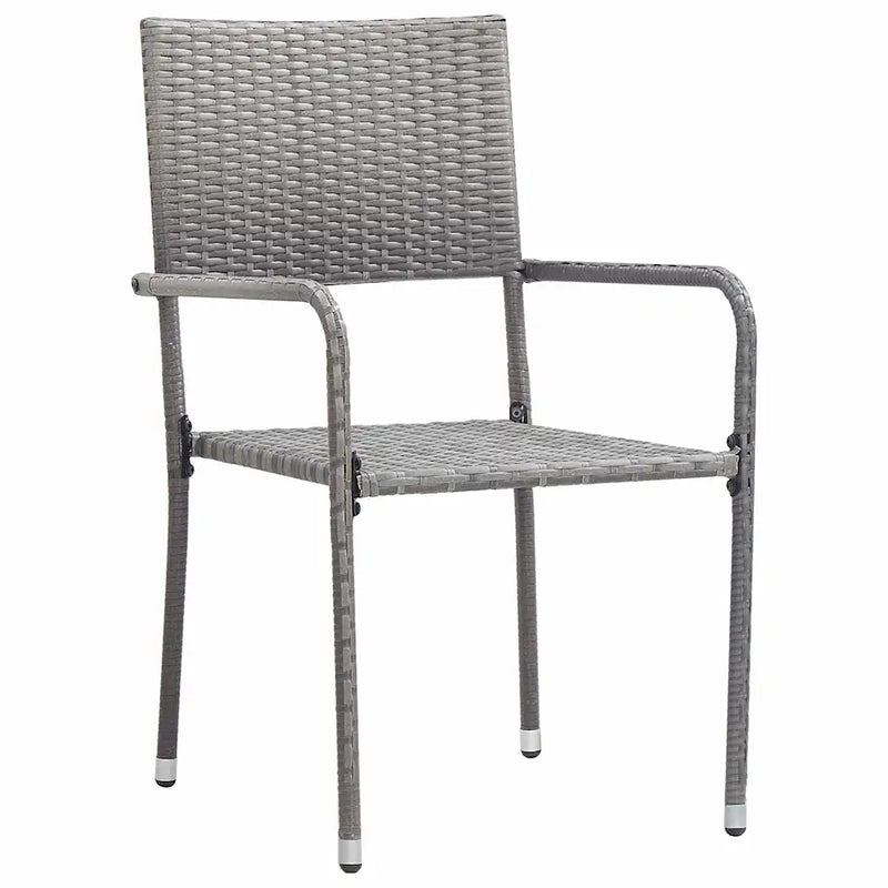 Garden Dining Set with Cushion 9 pcs Grey Poly Rattan