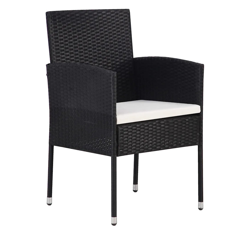 Garden Dining Set with Cushion 9 pcs Black Poly Rattan