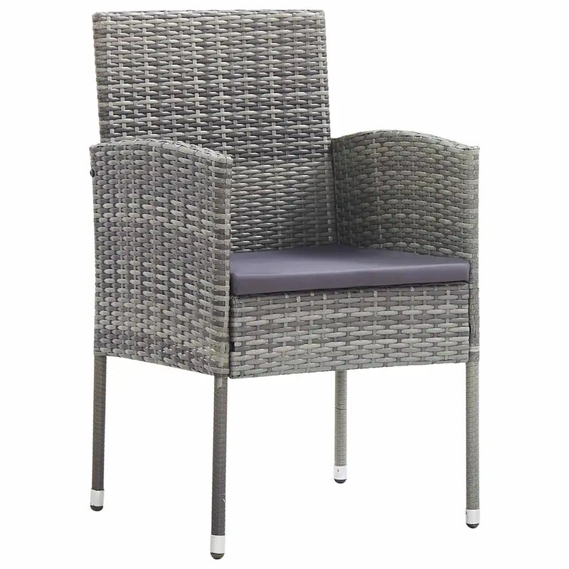 Garden Dining Set with Cushion 9 pcs Grey Poly Rattan