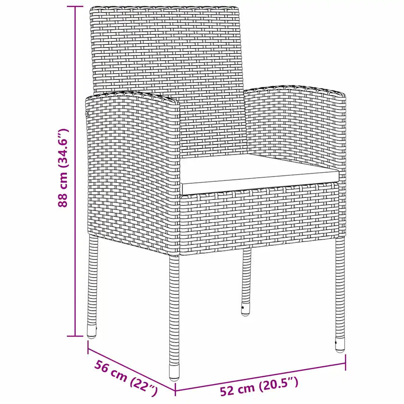 Garden Dining Set with Cushion 9 pcs Grey Poly Rattan