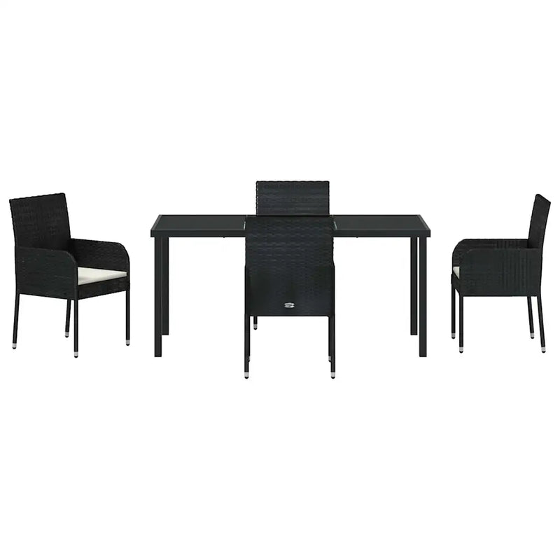 Garden Dining Set with Cushion 5 pcs Black Poly Rattan