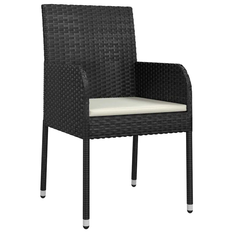Garden Dining Set with Cushion 7 pcs Black Poly Rattan