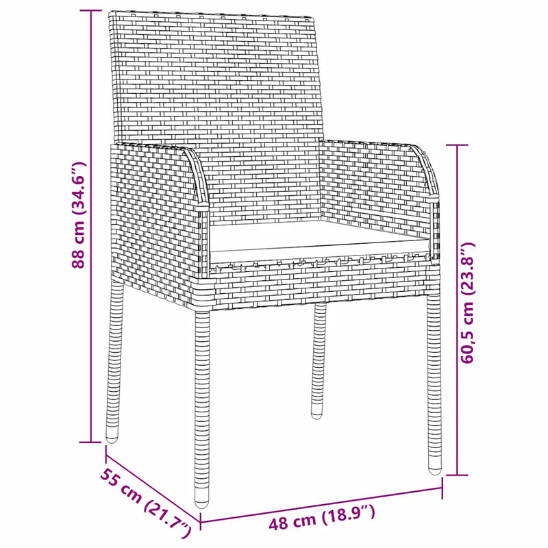 Garden Dining Set with Cushion 7 pcs Black Poly Rattan