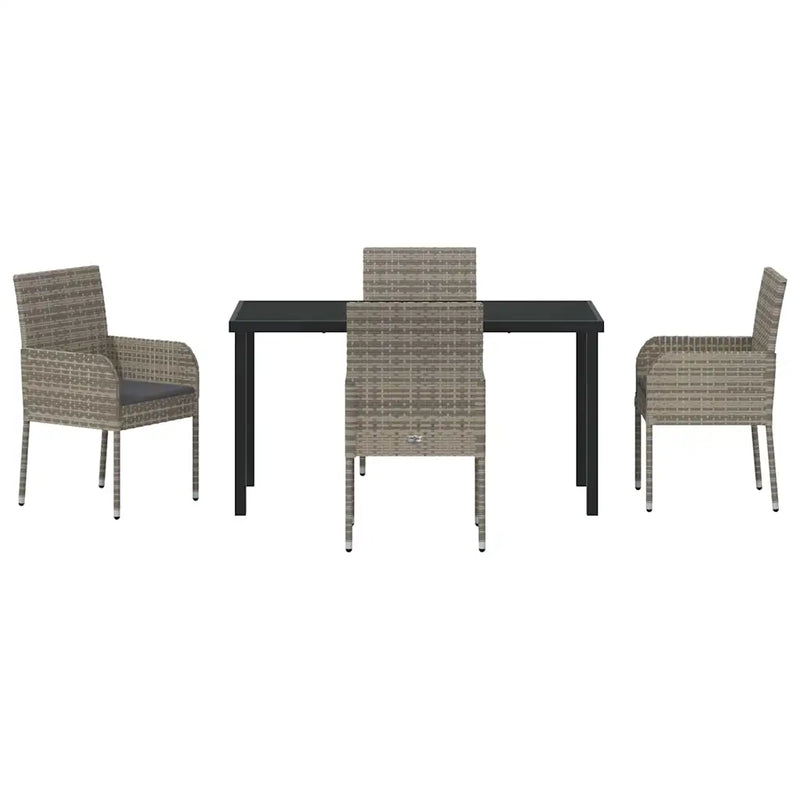 Garden Dining Set with Cushion 5 pcs Grey Poly Rattan