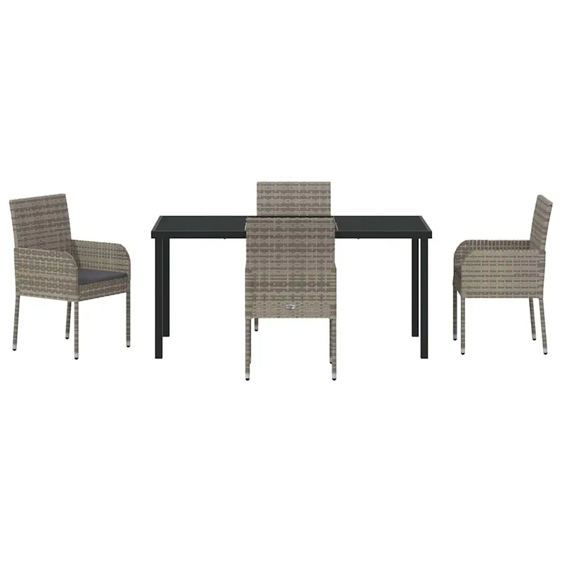 Garden Dining Set with Cushion 5 pcs Grey Poly Rattan