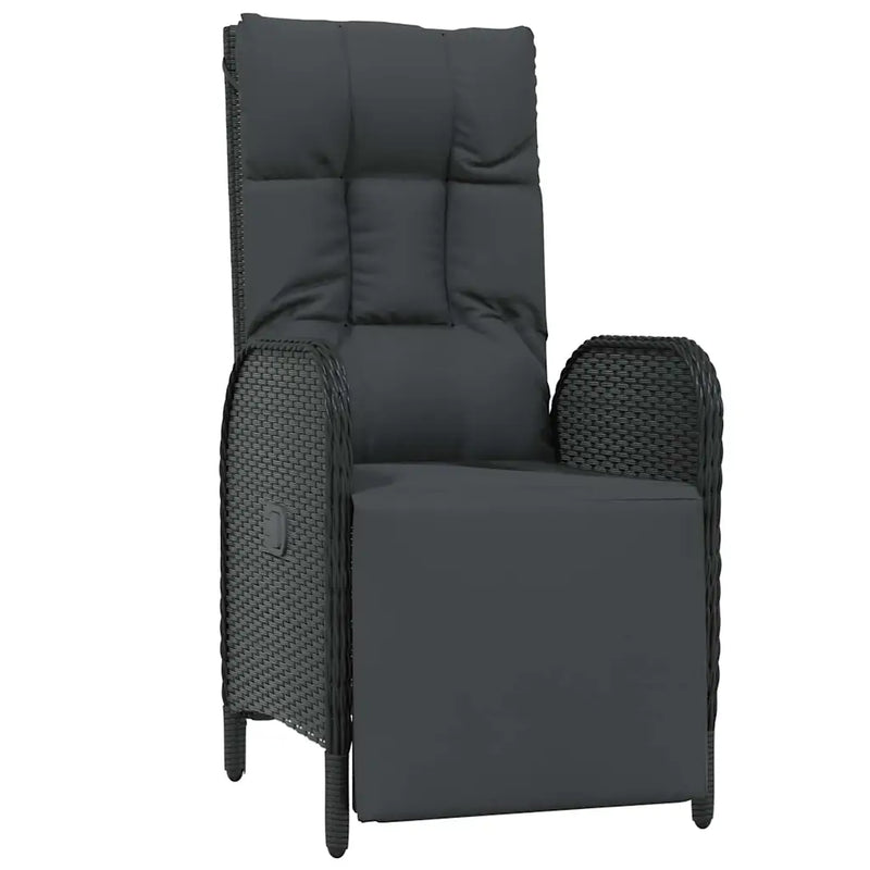 Garden Dining Set with Cushion 7 pcs Black Poly Rattan