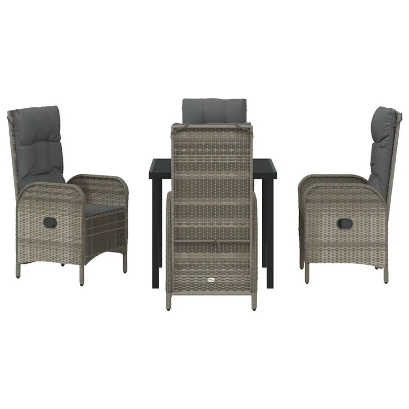 Garden Dining Set with Cushion 5 pcs Grey Poly Rattan