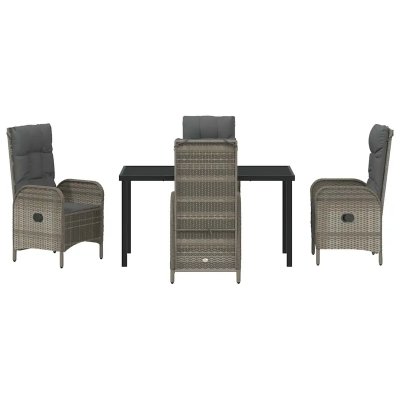 Garden Dining Set with Cushion 5 pcs Grey Poly Rattan