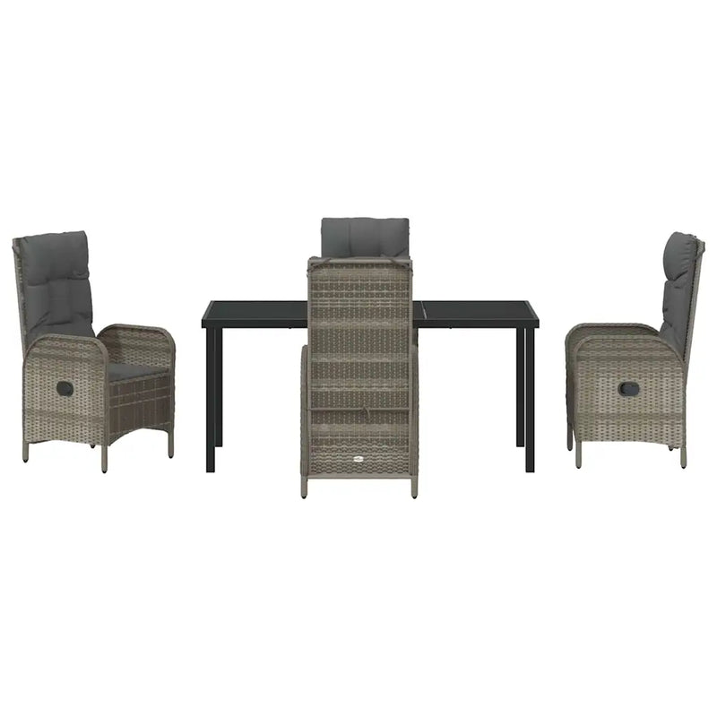 Garden Dining Set with Cushion 5 pcs Grey Poly Rattan