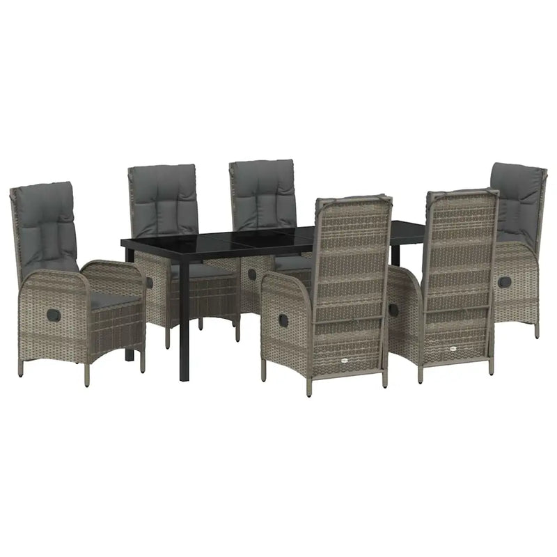 Garden Dining Set with Cushion 7 pcs Grey Poly Rattan