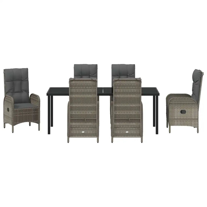 Garden Dining Set with Cushion 7 pcs Grey Poly Rattan