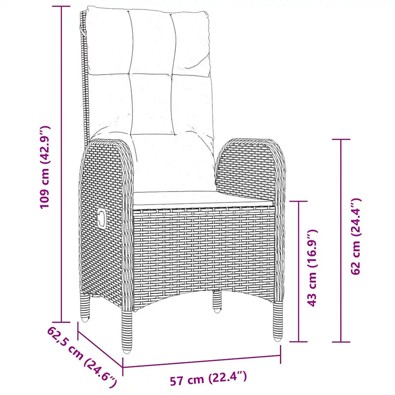 Garden Dining Set with Cushion 7 pcs Grey Poly Rattan