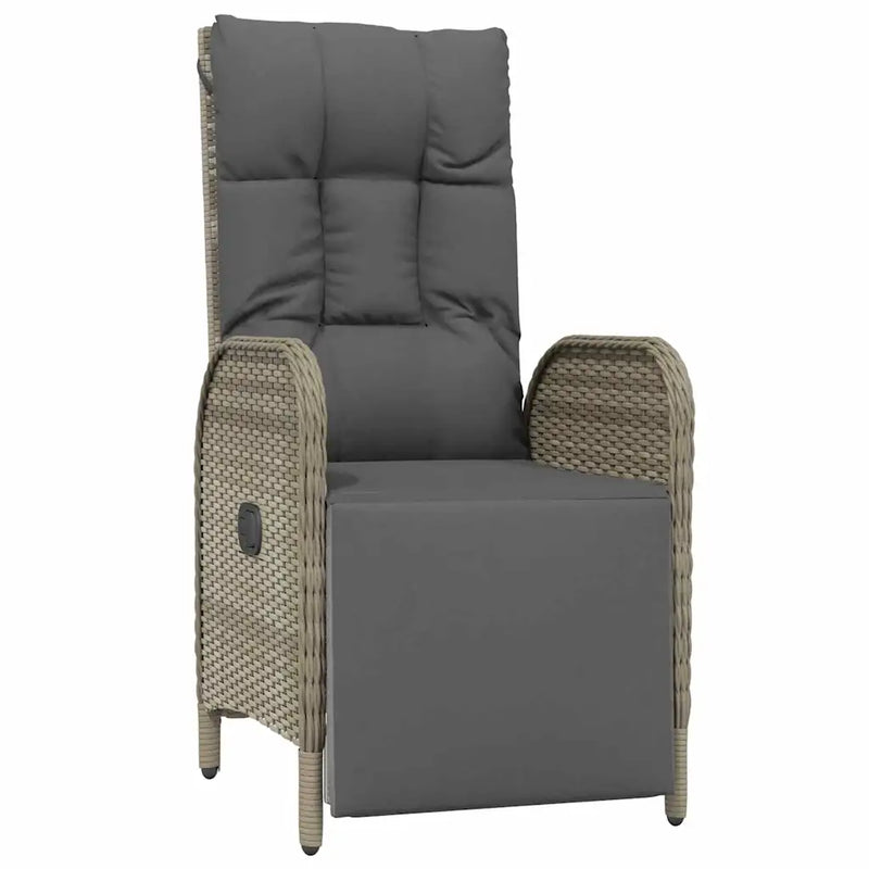Garden Dining Set with Cushion 3 pcs Grey Poly Rattan