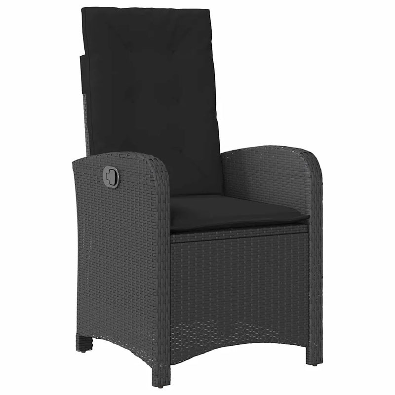 Garden Dining Set with Cushion 5 pcs Black Poly Rattan