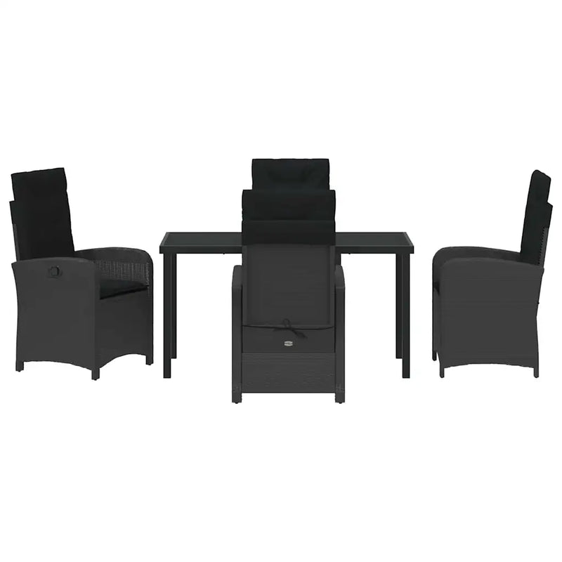 Garden Dining Set with Cushion 5 pcs Black Poly Rattan