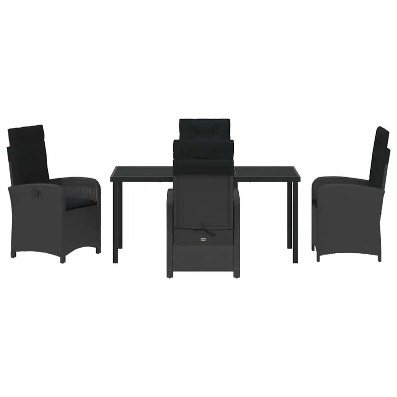 Garden Dining Set with Cushion 5 pcs Black Poly Rattan