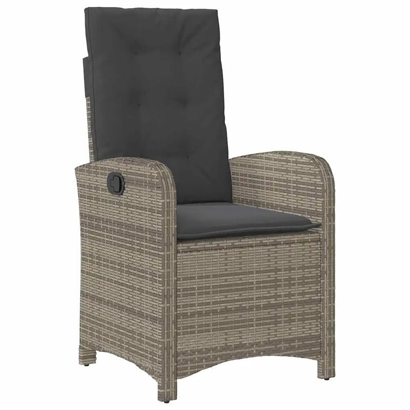 Garden Dining Set with Cushion 3 pcs Grey Poly Rattan