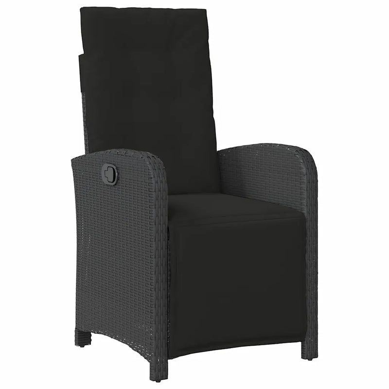 Garden Dining Set with Cushion 5 pcs Black Poly Rattan