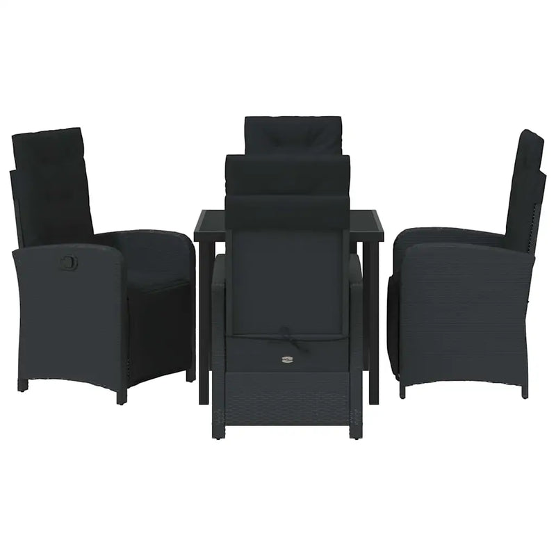 Garden Dining Set with Cushion 5 pcs Black Poly Rattan