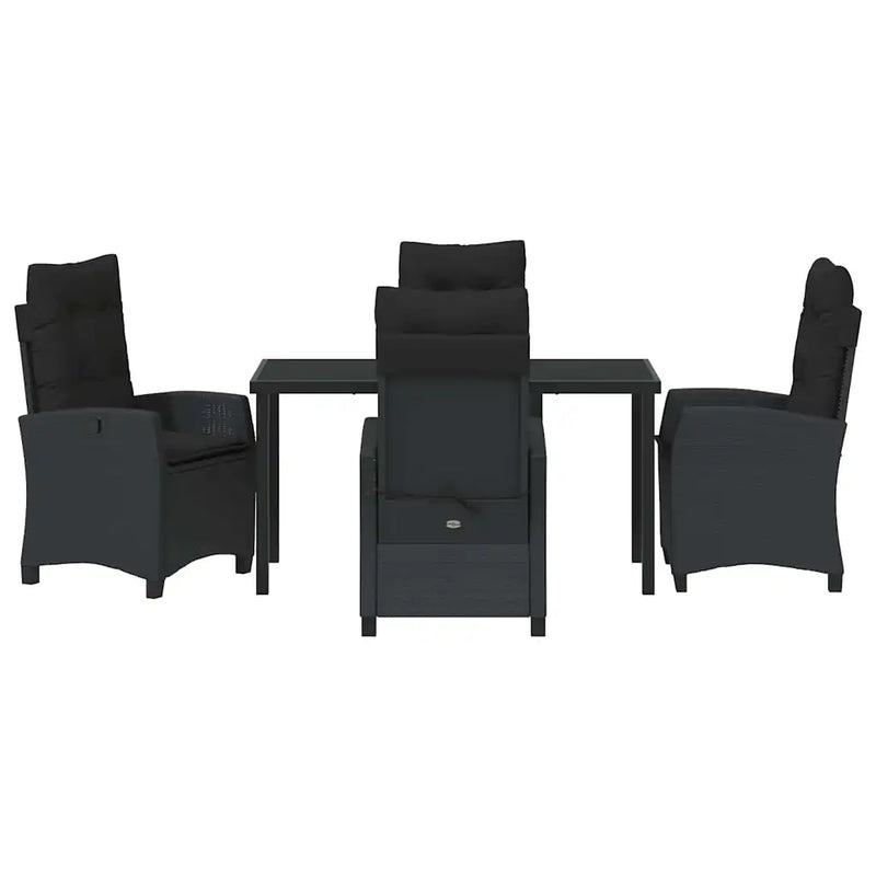 Garden Dining Set with Cushion 5 pcs Black Poly Rattan