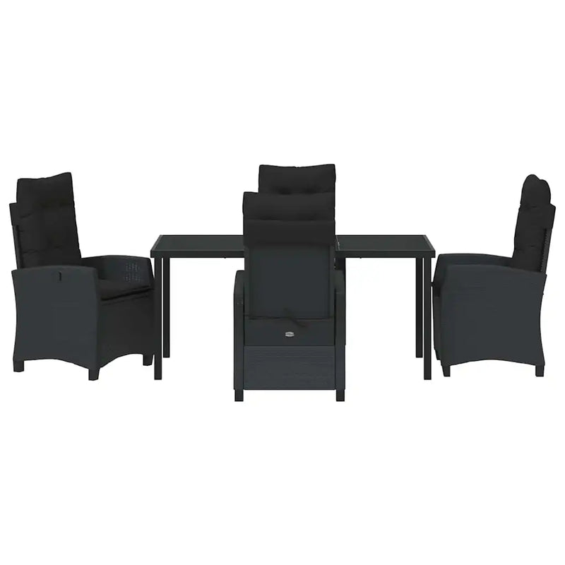Garden Dining Set with Cushion 5 pcs Black Poly Rattan