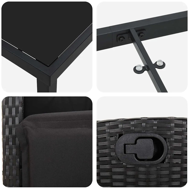Garden Dining Set with Cushion 5 pcs Black Poly Rattan