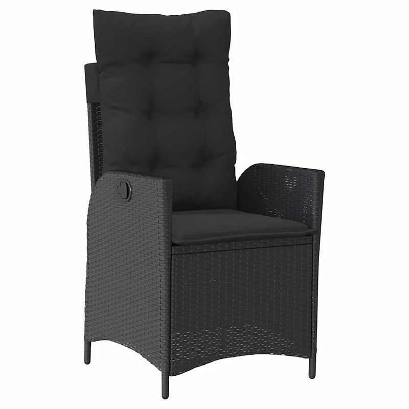 Garden Dining Set with Cushion 3 pcs Black Poly Rattan