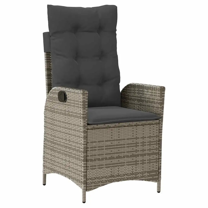 Garden Dining Set with Cushion 3 pcs Grey Poly Rattan