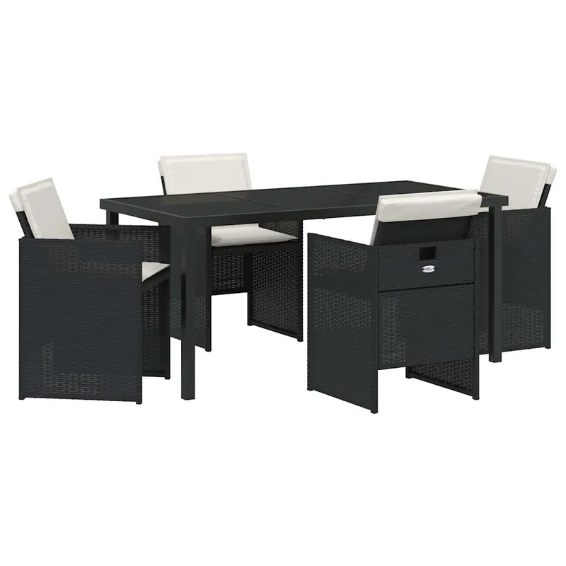 Garden Dining Set 5 pcs Black Poly Rattan