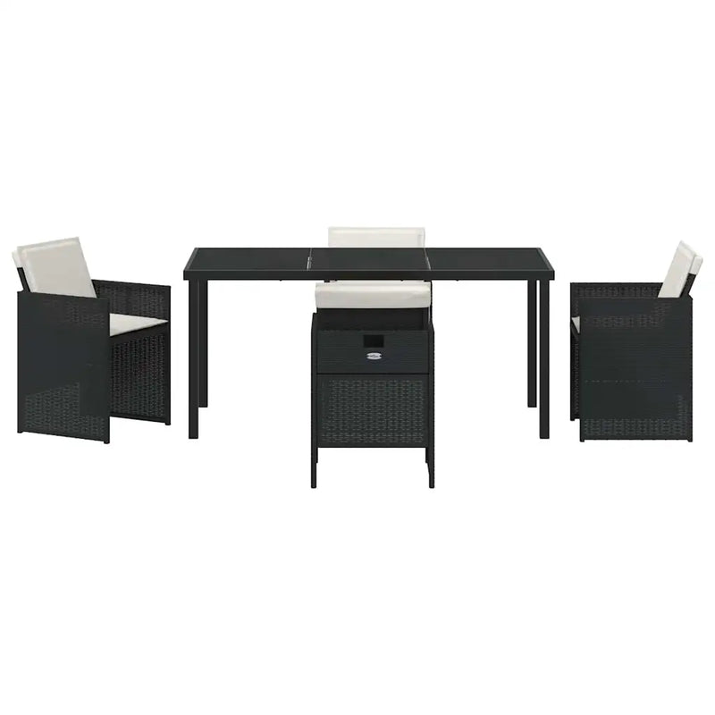 Garden Dining Set 5 pcs Black Poly Rattan