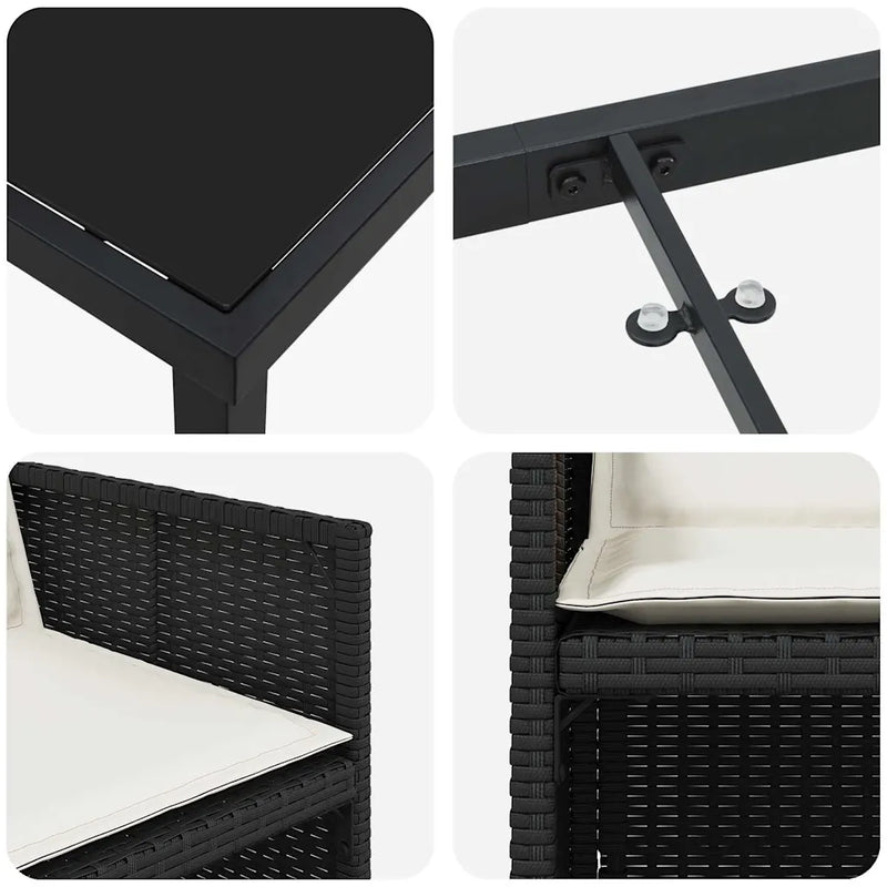 Garden Dining Set 9 pcs Black Poly Rattan