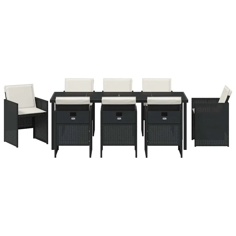 Garden Dining Set 9 pcs Black Poly Rattan