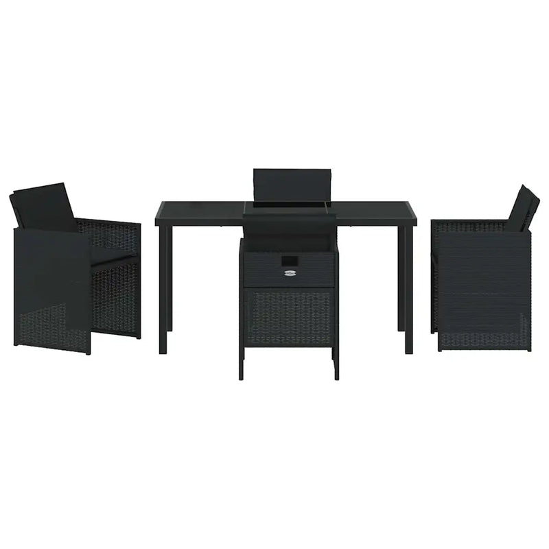Garden Dining Set 5 pcs Black Poly Rattan