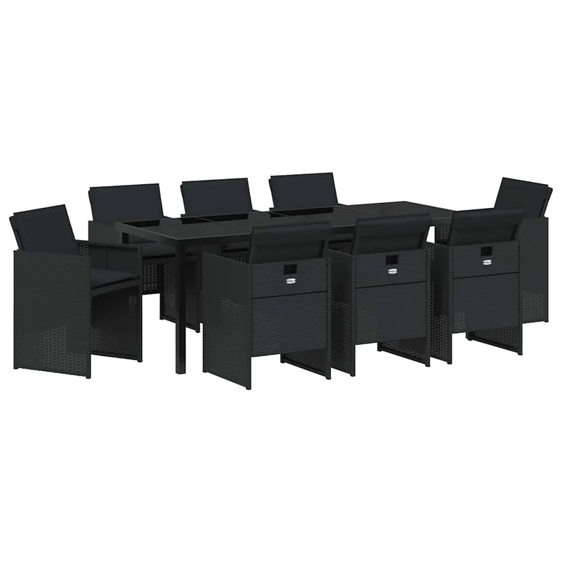 Garden Dining Set 9 pcs Black Poly Rattan