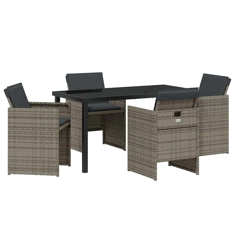 Garden Dining Set 5 pcs Grey Poly Rattan