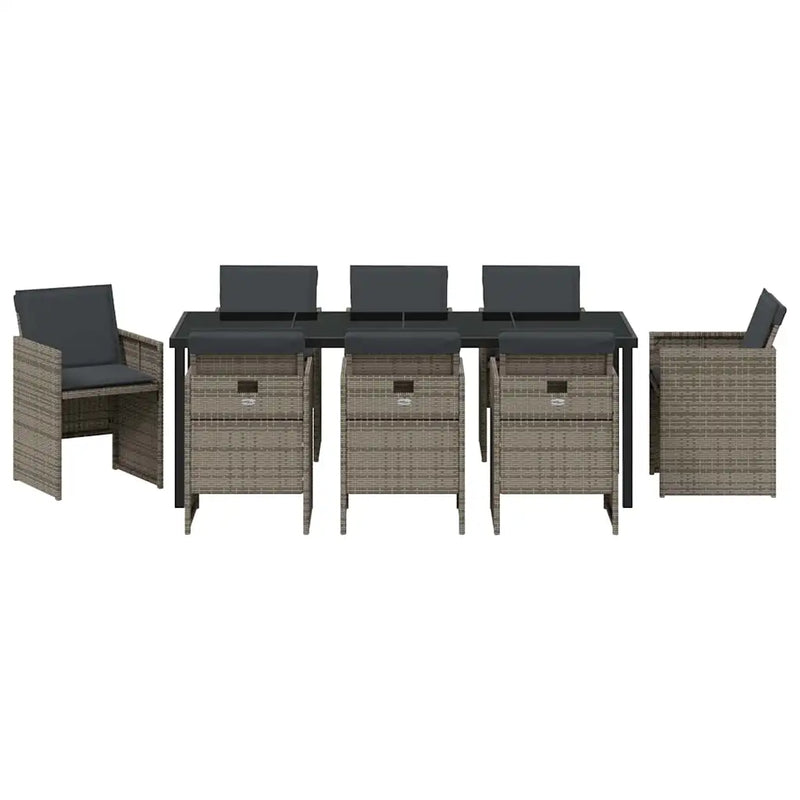 Garden Dining Set 9 pcs Grey Poly Rattan