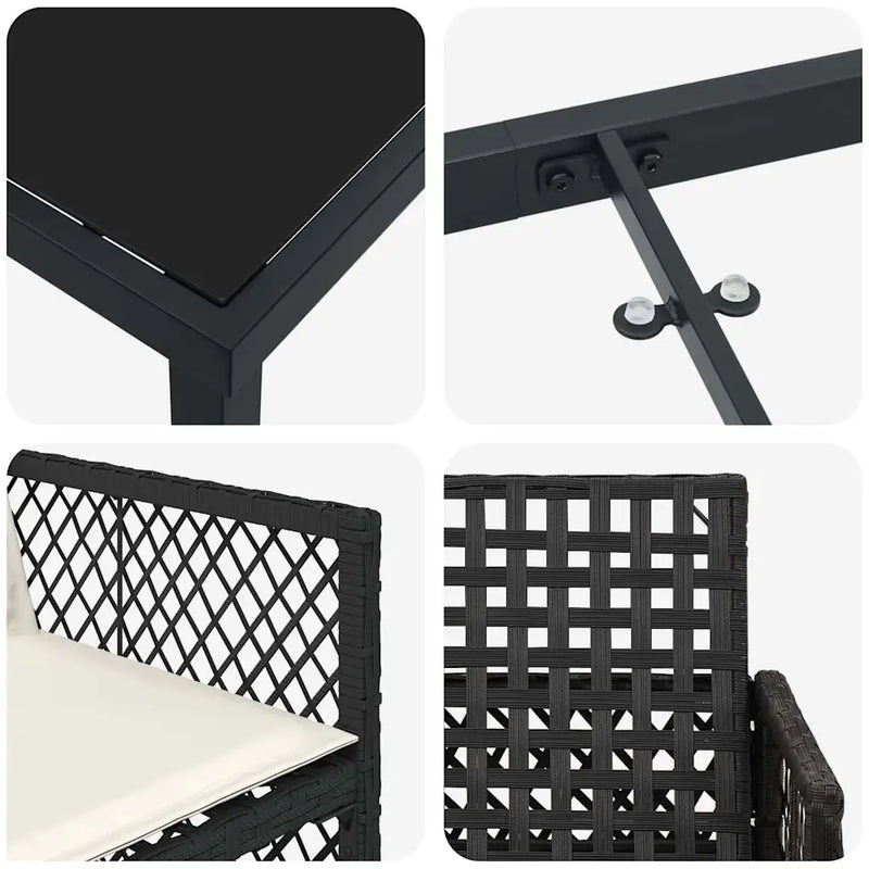 Garden Dining Set 5 pcs Black Poly Rattan