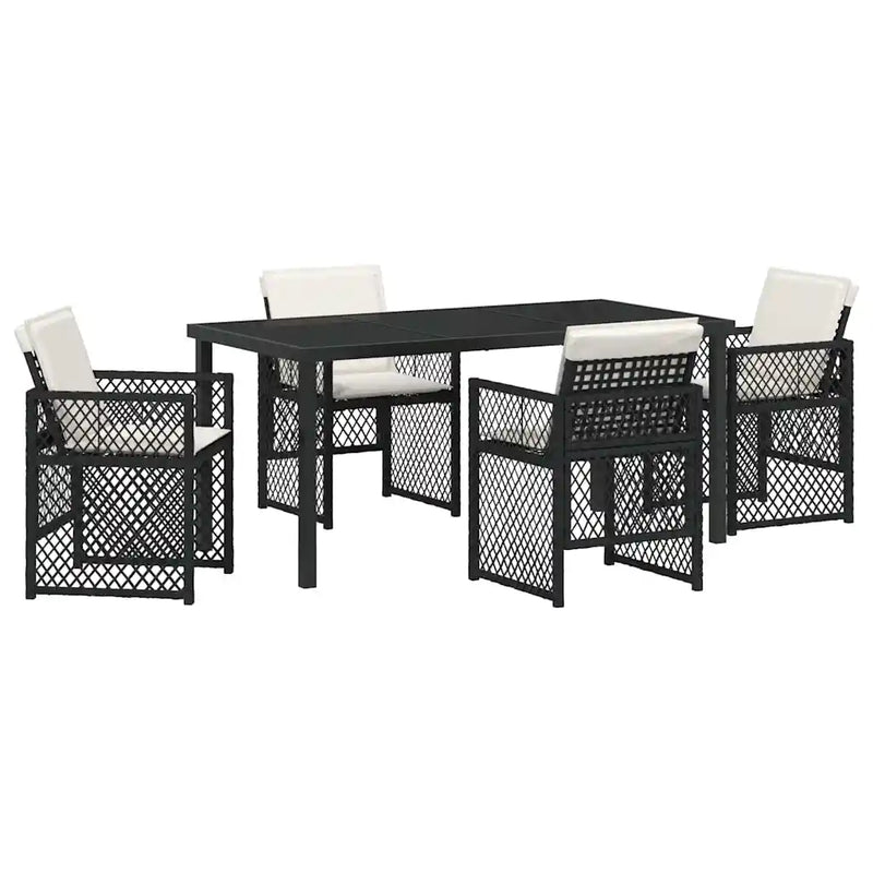 Garden Dining Set 5 pcs Black Poly Rattan