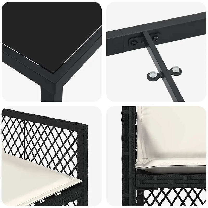Garden Dining Set 9 pcs Black Poly Rattan