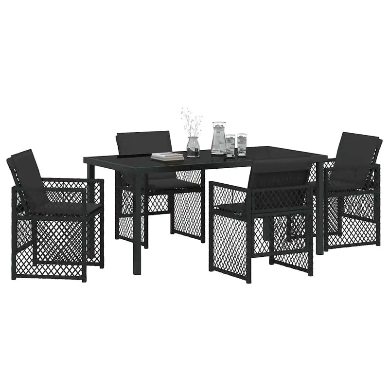 Garden Dining Set 5 pcs Black Poly Rattan