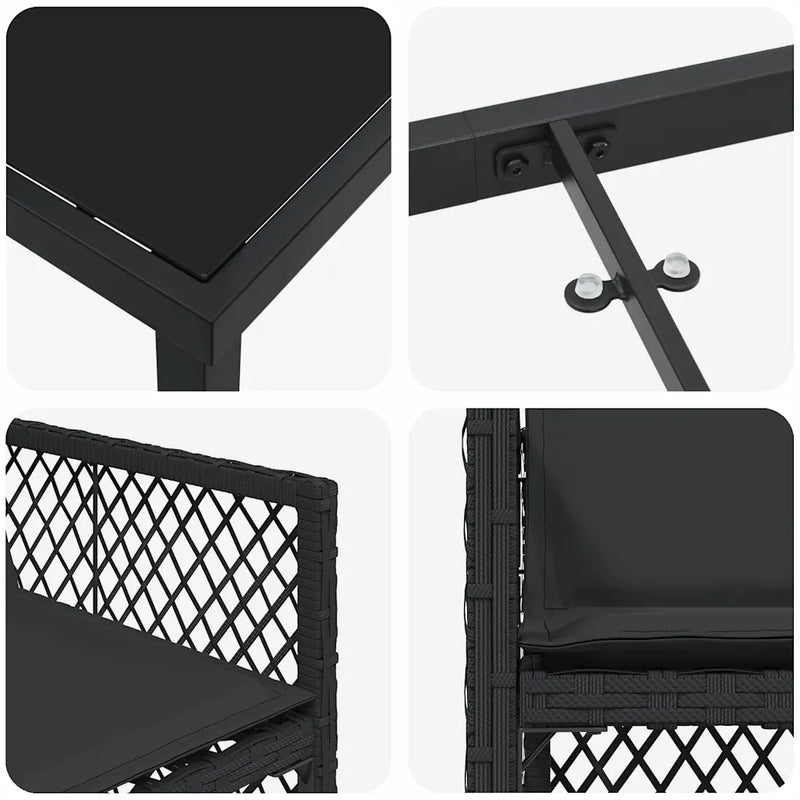Garden Dining Set 9 pcs Black Poly Rattan