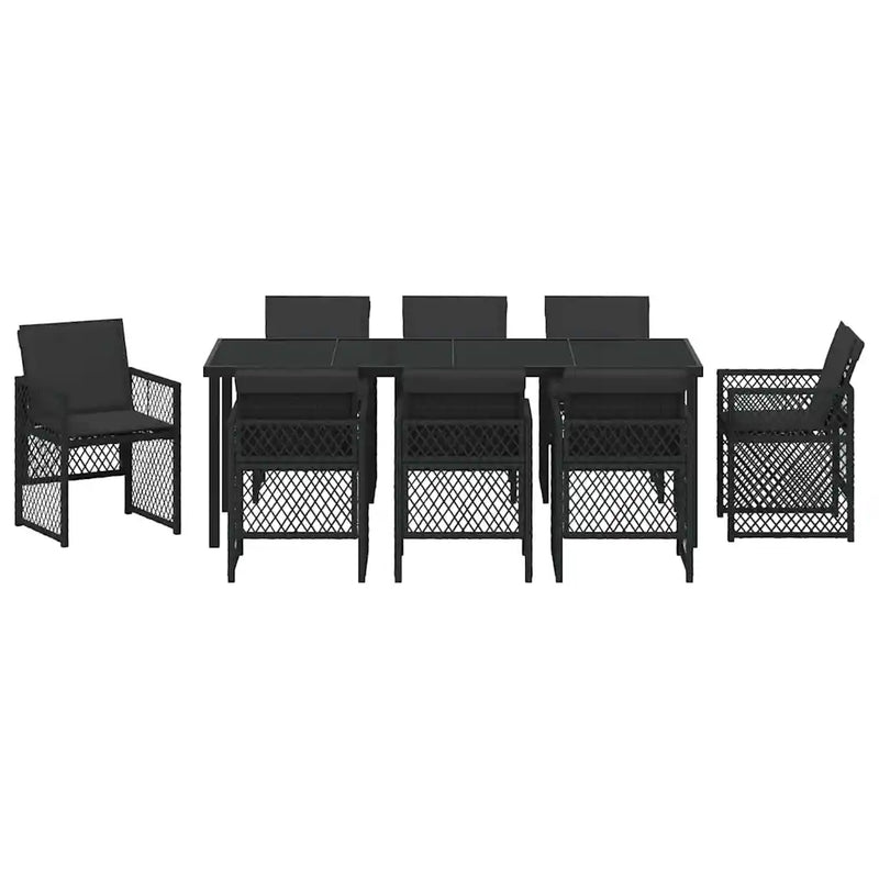 Garden Dining Set 9 pcs Black Poly Rattan