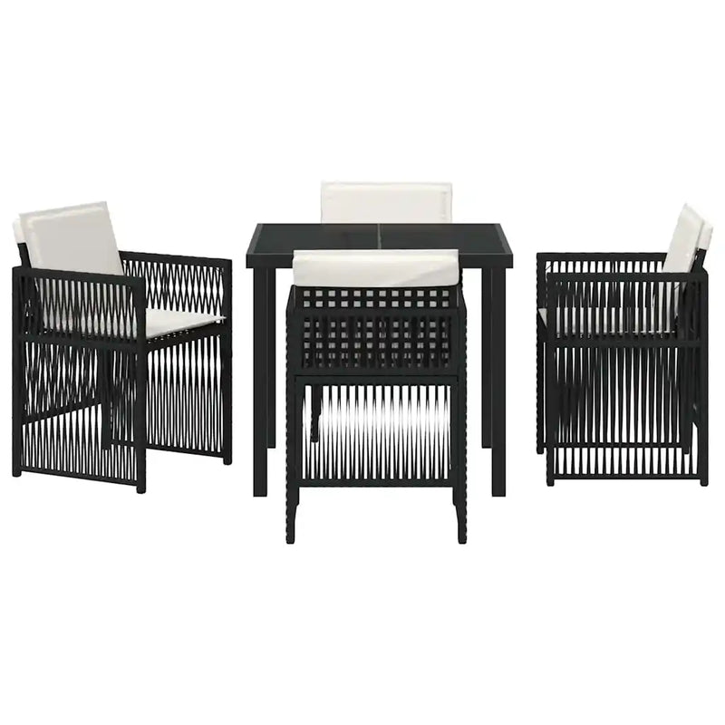 Garden Dining Set 5 pcs Black Powder-Coated Steel