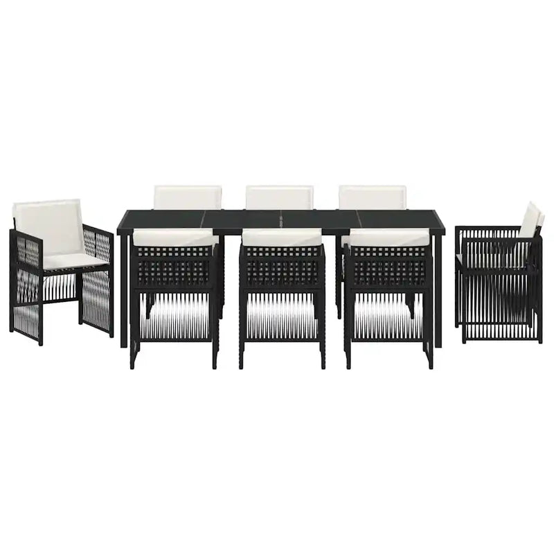Garden Dining Set 9 pcs Black Powder-Coated Steel