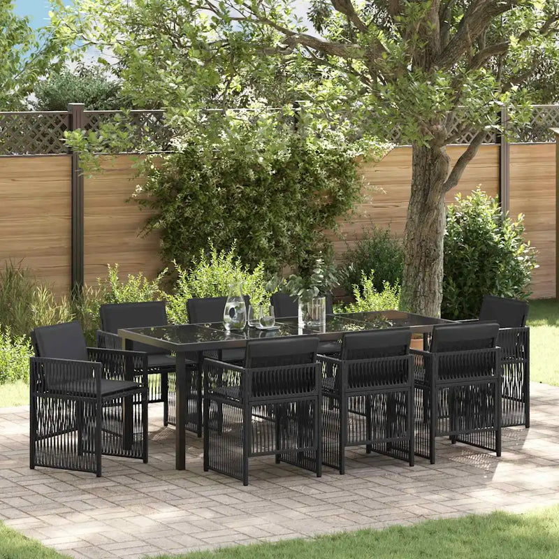 Garden Dining Set 9 pcs Black Powder-Coated Steel